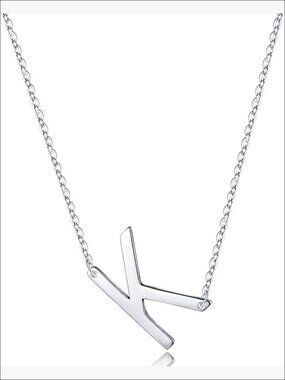 Sterling Silver Sideways Initial Pendant Necklace, Hypoallergenic, Adjustable